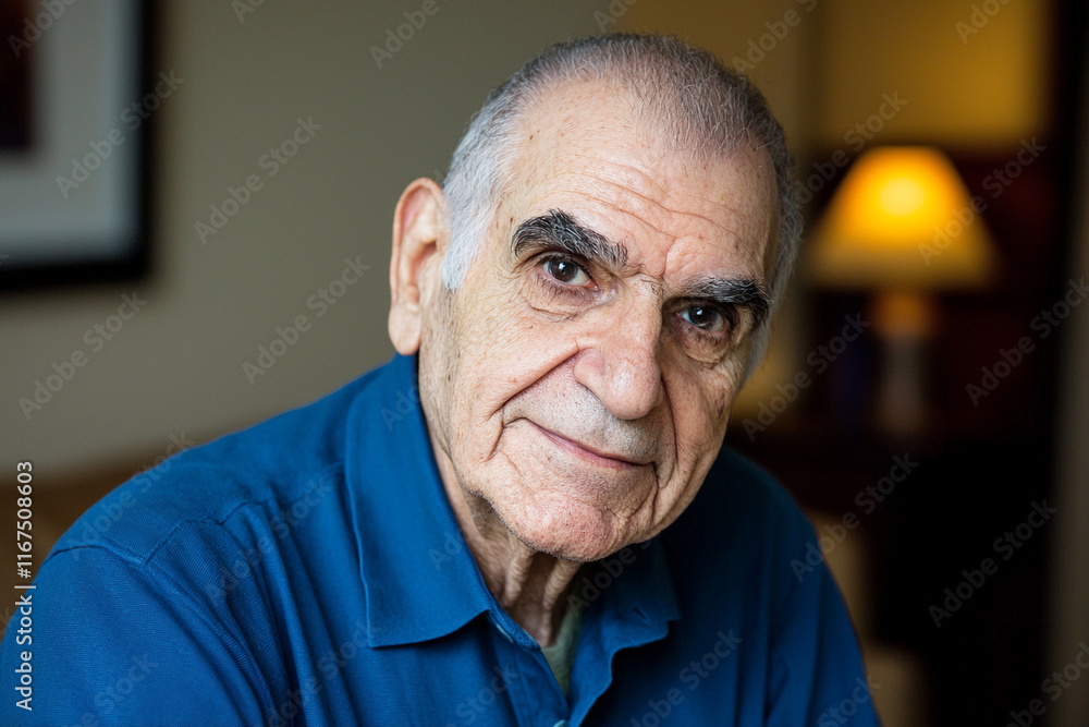 Fototapeta premium Elderly man with gentle expression in cozy setting