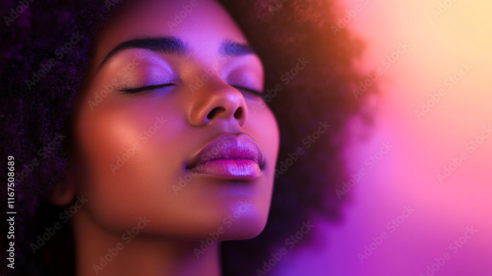 Fototapeta premium Serene Beauty: Close-up Portrait of a Young Woman