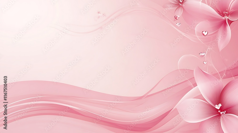 Delicate Pink Flowers and Swirling Abstract Design Delicate Pink Flowers and Swirling Abstract Design