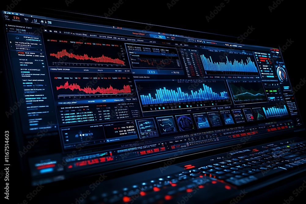 Glowing Digital Data Analysis Dashboard Glowing Digital Data Analysis Dashboard