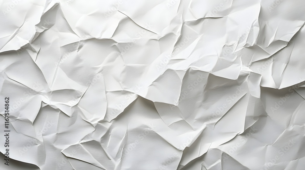 Fototapeta premium Crumpled White Paper Texture for Artwork and Design Backgrounds