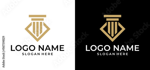 Lawyer logo with Premium Vector creative element style. Vector illustration of law and law firm logo design.