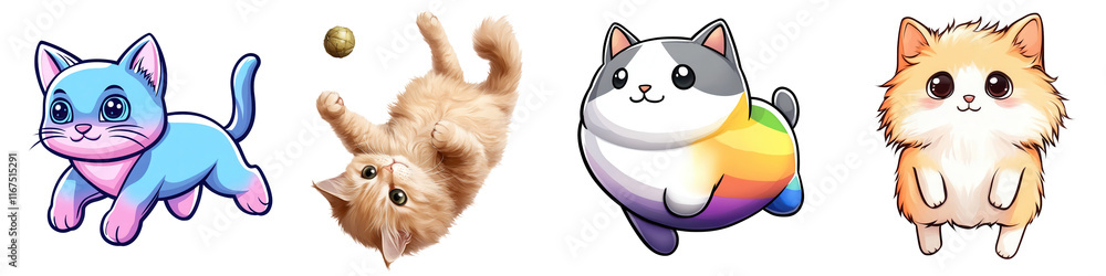 Funny cat watercolor art featuring cute cats in playful poses whimsical environment for art lovers