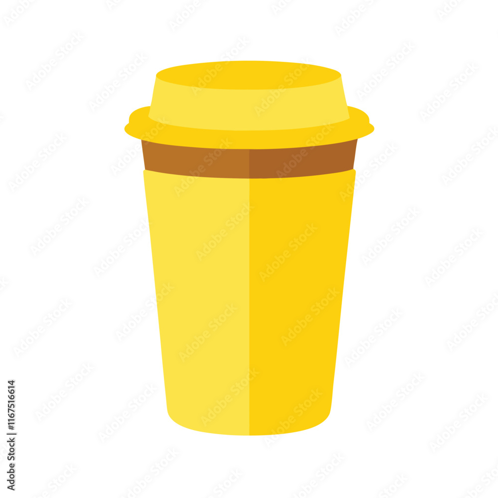 Blank Yellow Coffee Cup Vector Illustration - Cartoon Clipart & Line Art Design.eps Blank Yellow Coffee Cup Vector Illustration - Cartoon Clipart & Line Art Design.eps