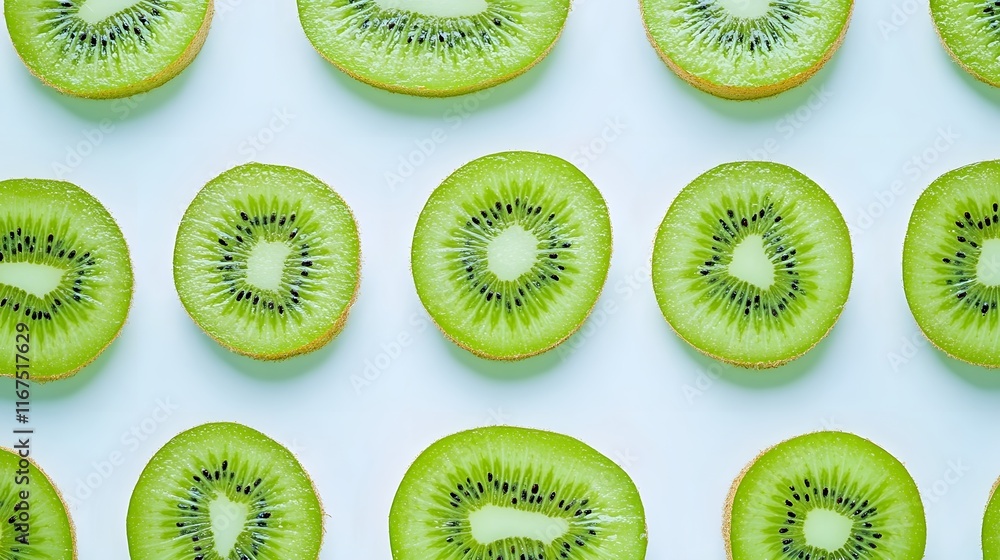 Fototapeta premium Vibrant Sliced Kiwi Fruit on White Background for Healthy Eating Concept