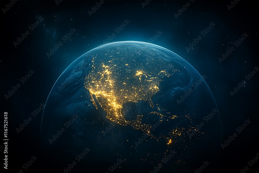 Obraz premium Earth Globe City Lights at Night