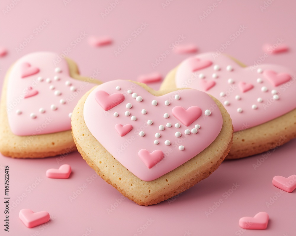 Valentine's Day Pink Heart Shaped Cookies Valentine s Day Treats Sweet Baked Goods Romantic Dessert Valentine's Day Pink Heart Shaped Cookies Valentine s Day Treats Sweet Baked Goods Romantic Dessert