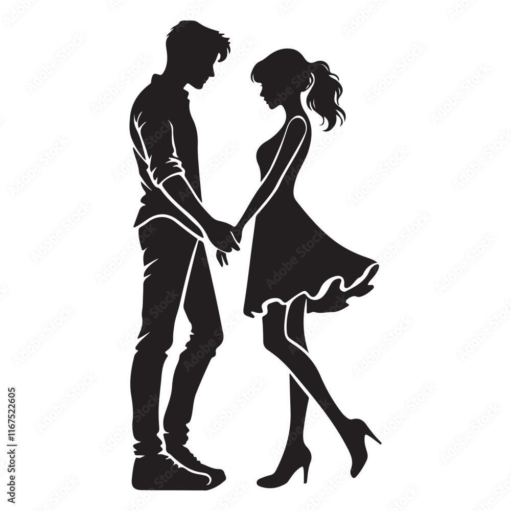 Man and woman couple holding hand silhouette Man and woman couple holding hand silhouette