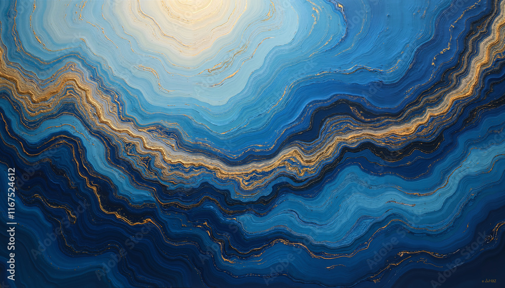 Obraz premium Blue and Gold Marble Pattern