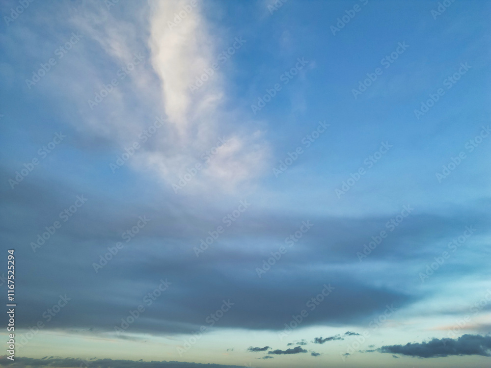 Obraz premium Blue Sky and Clouds over Welwyn Garden City of England UK. March 1st, 2024 