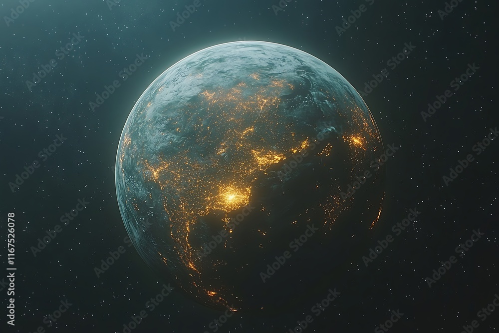 Fototapeta premium Earths City Lights at Night from Space3