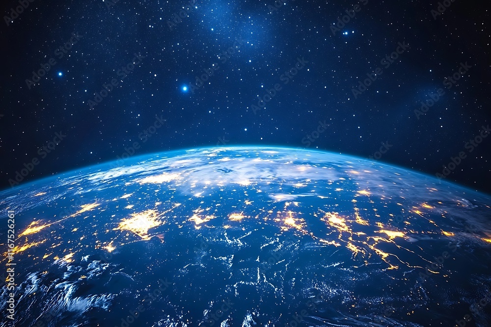 Obraz premium Earth City Lights from Space at Night