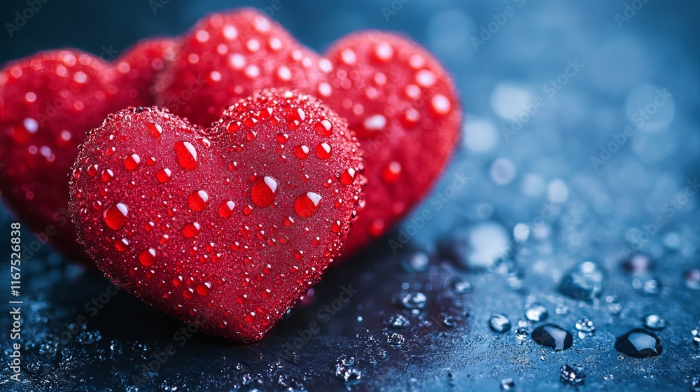 Fototapeta premium Dew-Kissed Valentine Hearts
