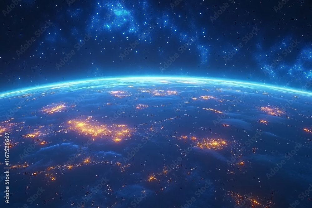 Obraz premium Earth at Night City Lights and Cosmos