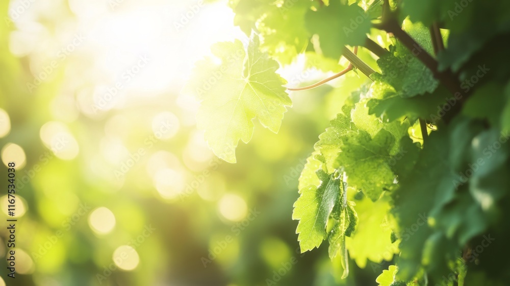 Vibrant Green Leaves in Soft Countryside Light Vibrant Green Leaves in Soft Countryside Light