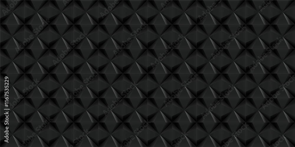 Geometric black square diamond seamless pattern, 3d vector background Geometric black square diamond seamless pattern, 3d vector background