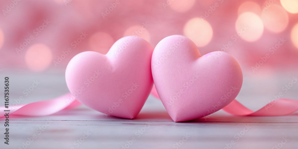 Elegant pink heart wrapped with a bow surrounded by a soft glowing background symbolizing love and affection. Elegant pink heart wrapped with a bow surrounded by a soft glowing background symbolizing love and affection.