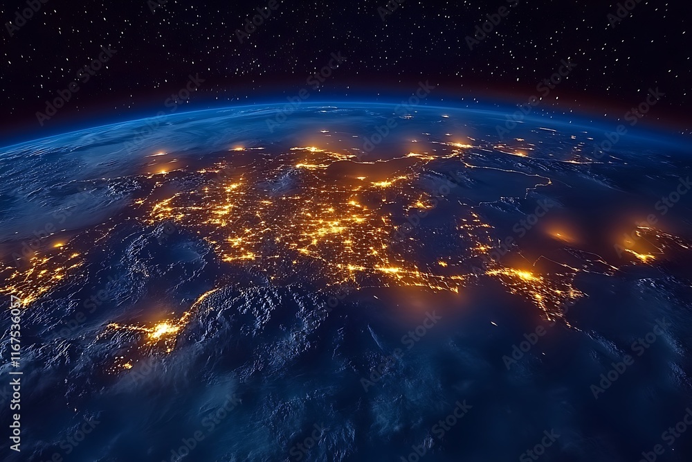 Obraz premium North America City Lights at Night from Orbit