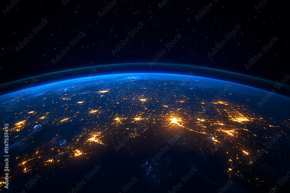 Obraz premium Earth at Night Global City Lights from Space3