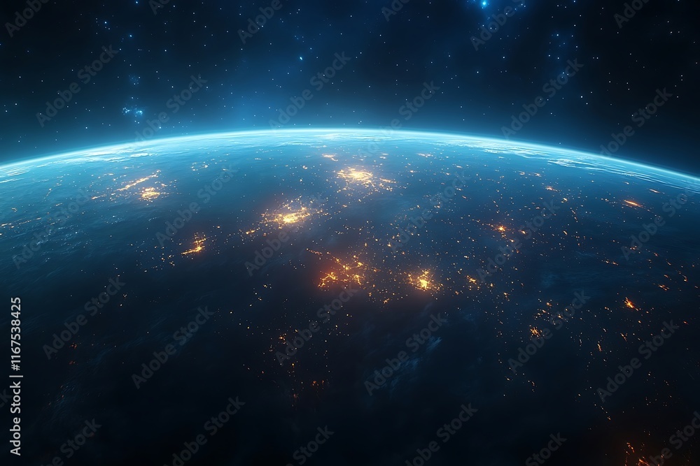 Fototapeta premium North America City Lights at Night from Space4