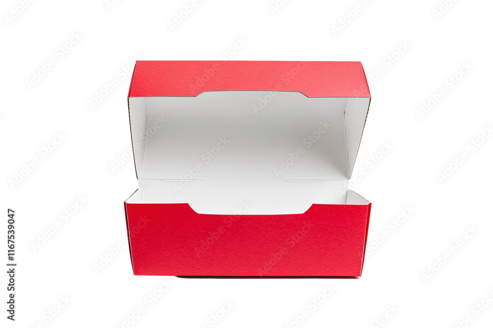 Isolated Open Red Cardboard Box Top View Isolated Open Red Cardboard Box Top View
