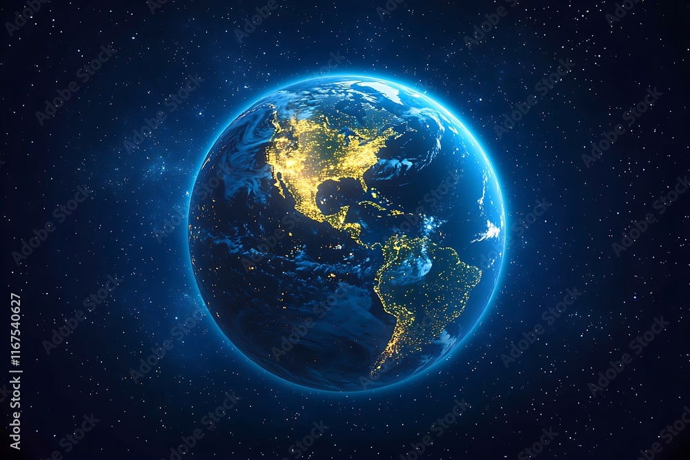 Fototapeta premium Night Earth Globe City Lights from Space1