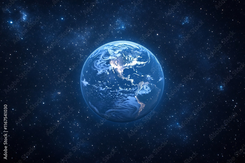 Glowing Earth Aerial Night View from Space Glowing Earth Aerial Night View from Space