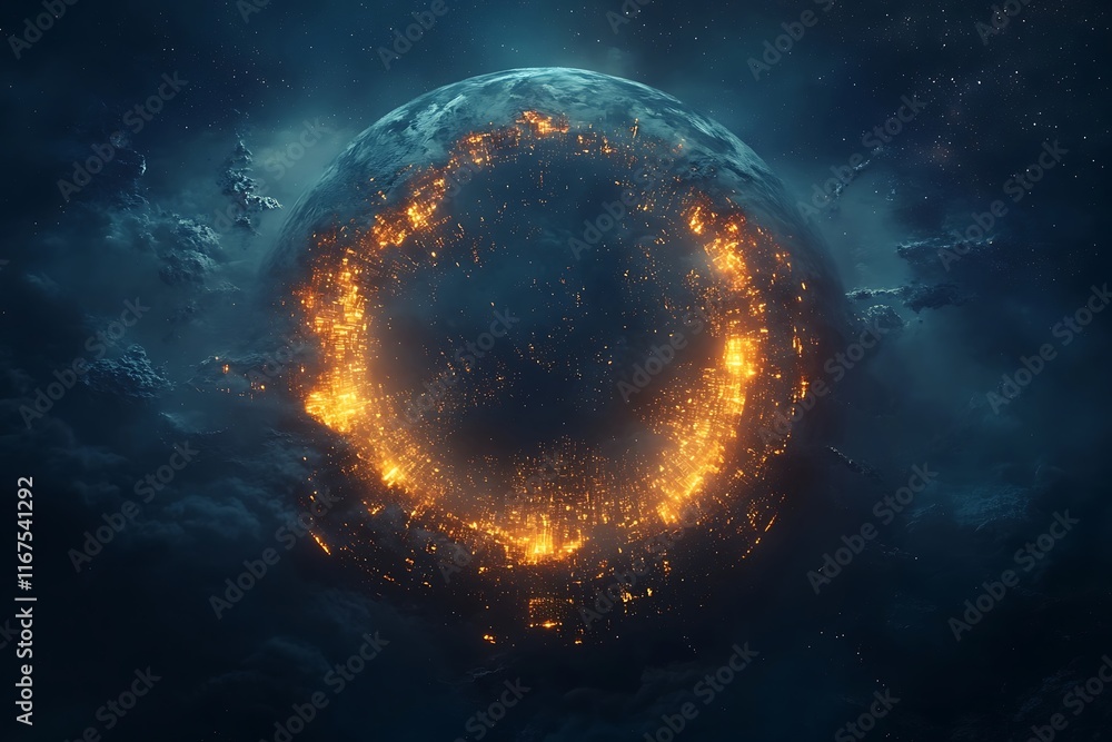 Spectacular Earth Night View from Space Orbit Spectacular Earth Night View from Space Orbit