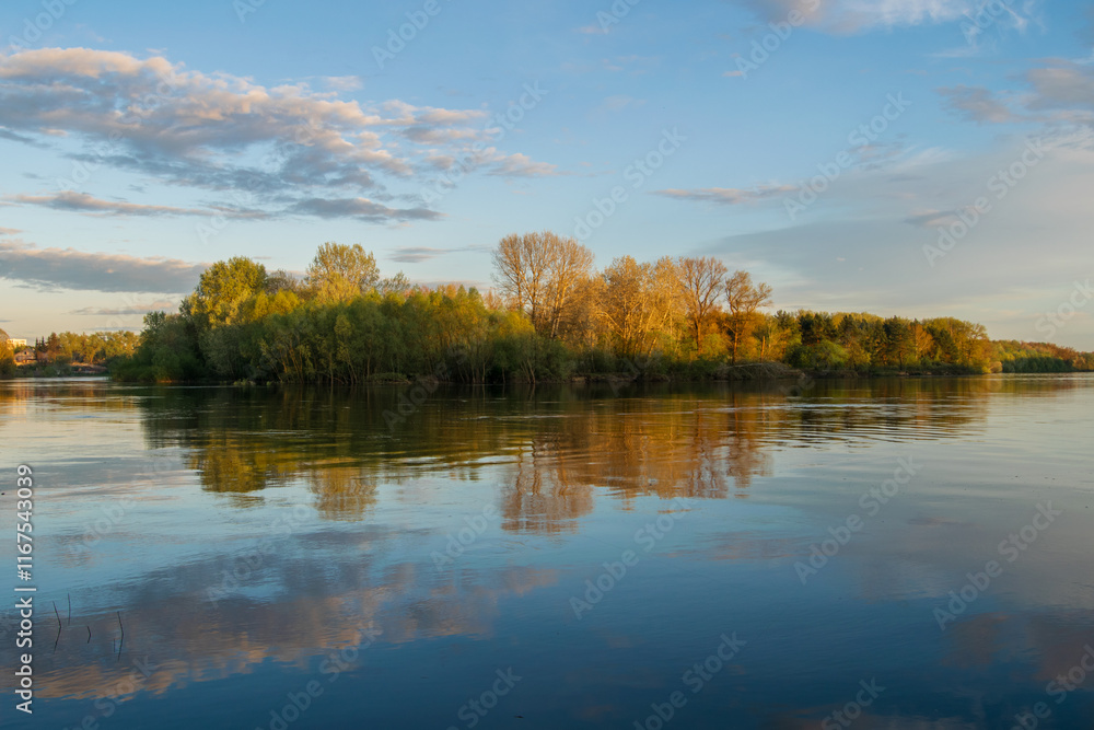 spring landscape with lake and trees spring landscape with lake and trees