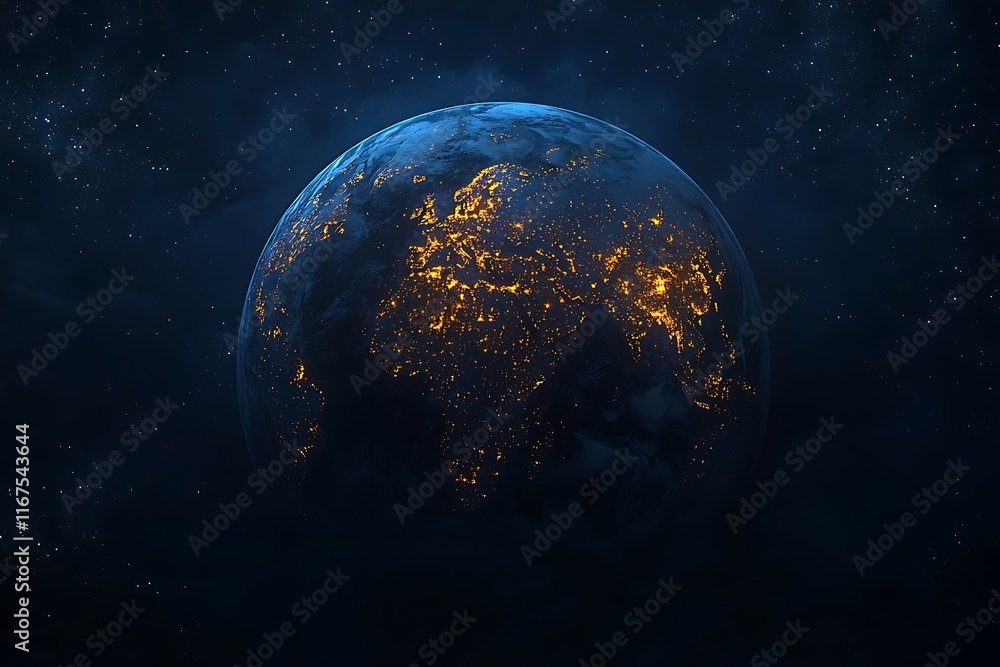 Obraz premium Glowing Earth Night Satellite Image