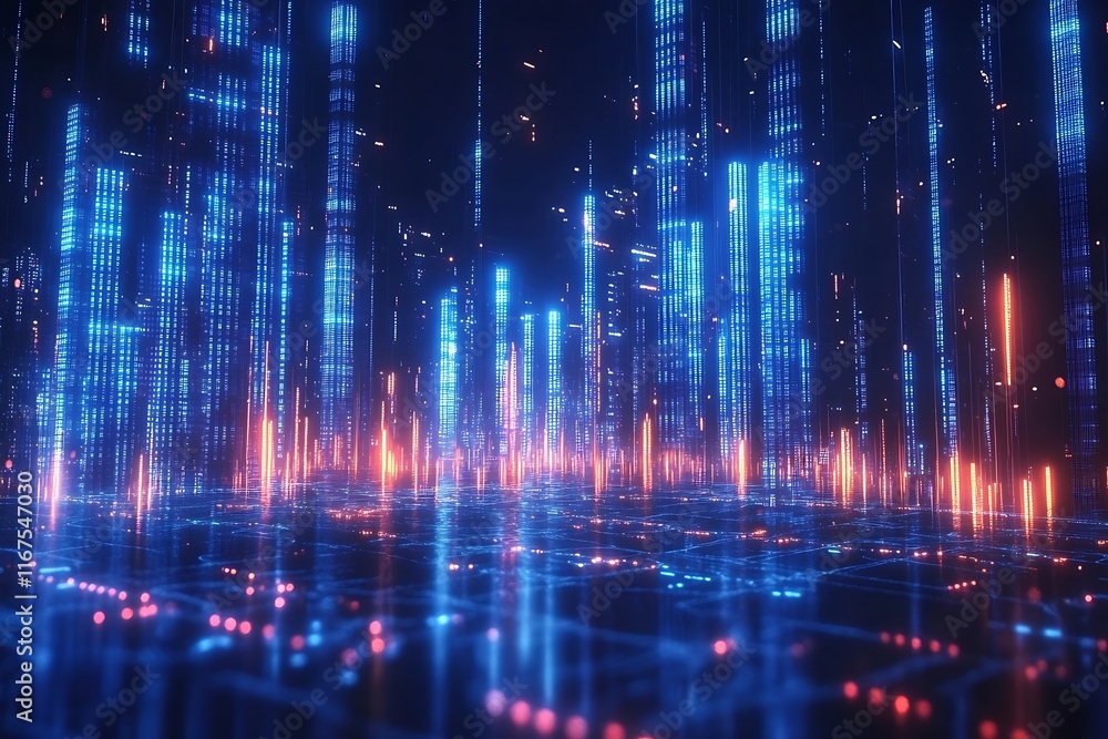 Vibrant Digital Cityscape at Night Vibrant Digital Cityscape at Night