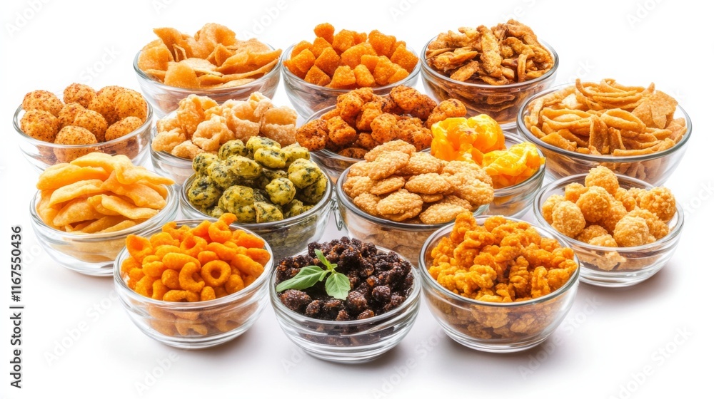 Appetizing Snack Display on Light Background Appetizing Snack Display on Light Background