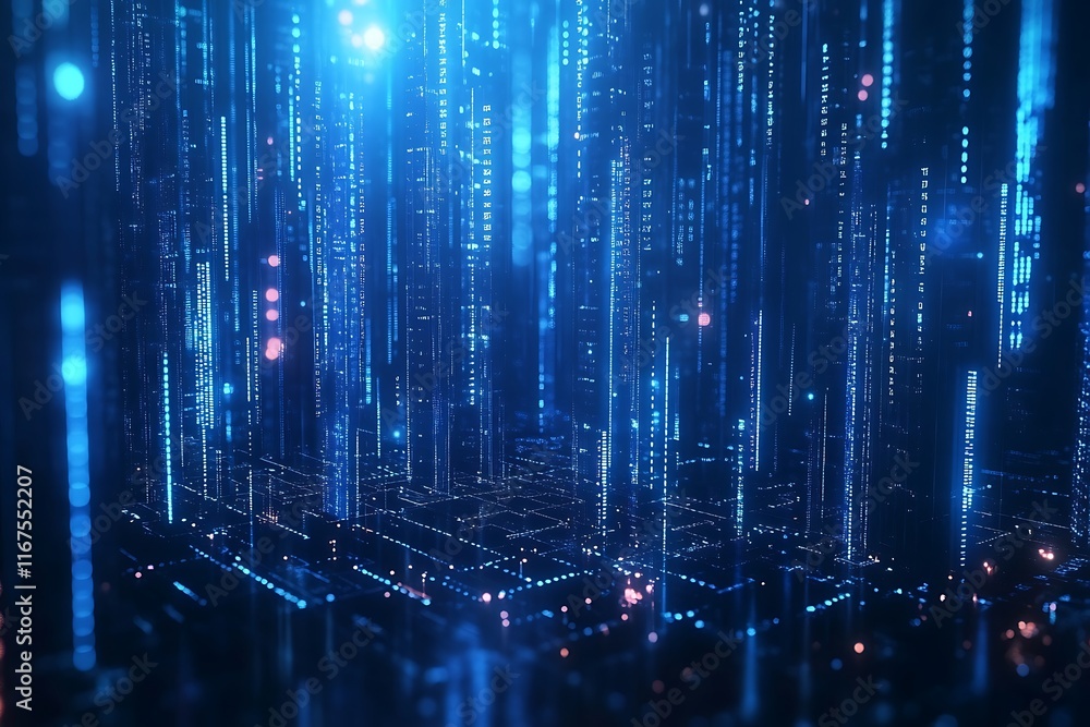 Glowing Digital City Data Visualization Glowing Digital City Data Visualization
