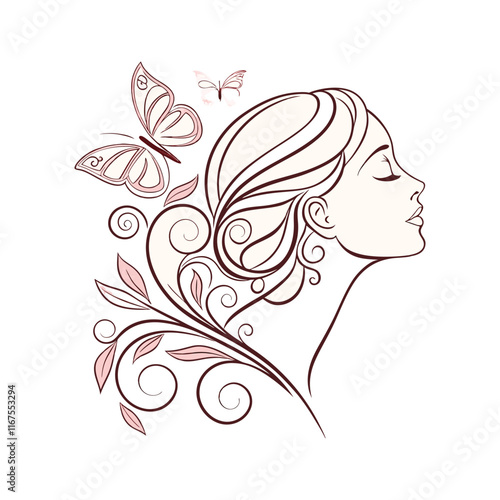 unique modern feminine line art icon vector art design