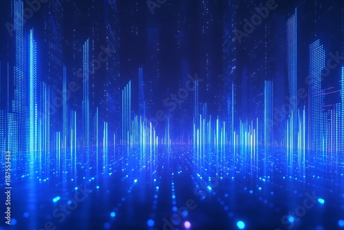 Cyberpunk Cityscape Luminous Lines Design