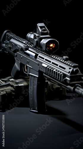 Close-up Detail of Modern FN F2000 Assault Rifle – High Resolution Military Firearms Stock Photo photo