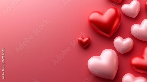 Red and Pink Hearts on a Pink Background