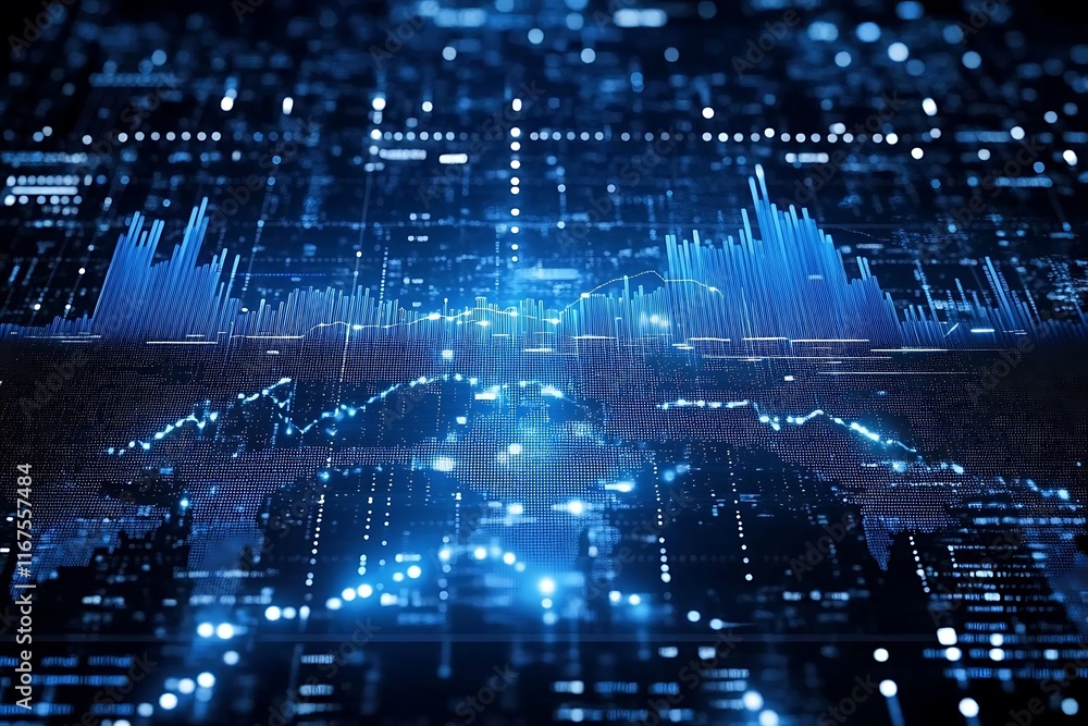 Fototapeta premium Blue Digital Finance Data Visualization