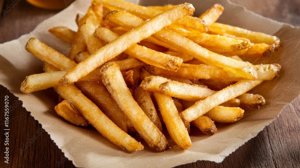Crispy Fries on Display with Warm Lighting Crispy Fries on Display with Warm Lighting