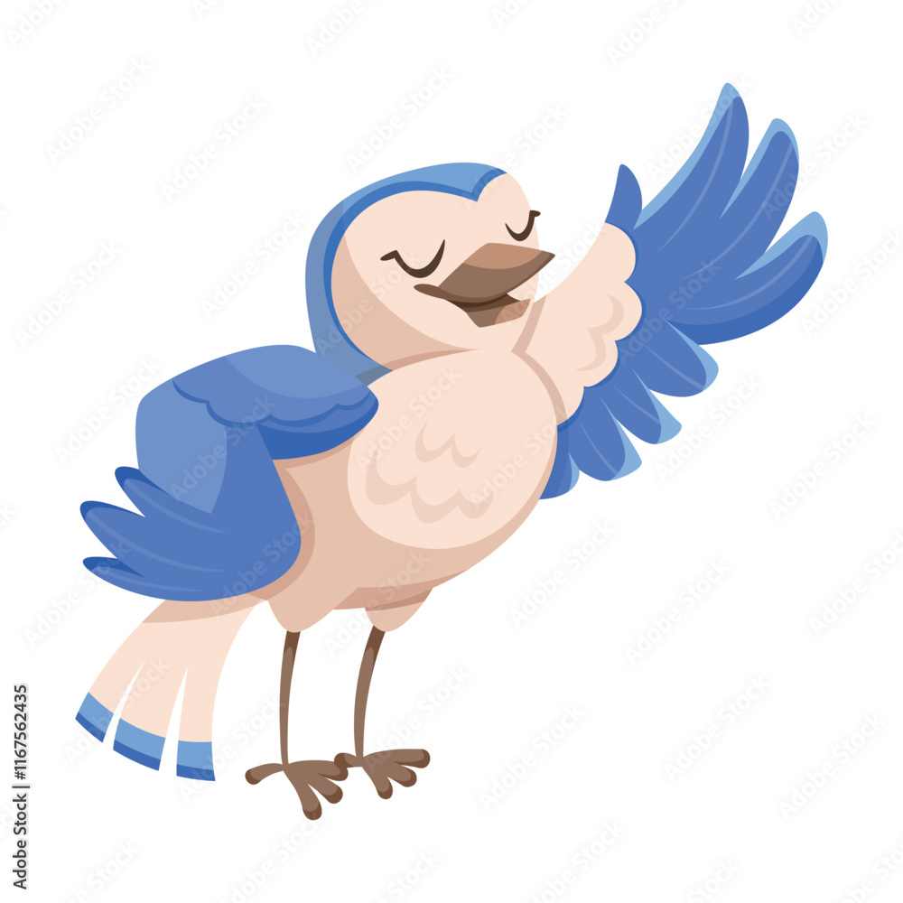 Singing Bird with Beak Enjoy Spring Vector Illustration Singing Bird with Beak Enjoy Spring Vector Illustration