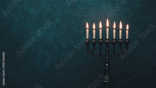 Celebration of lights menorah display spiritual event dark atmosphere warm glow traditional symbolism photo