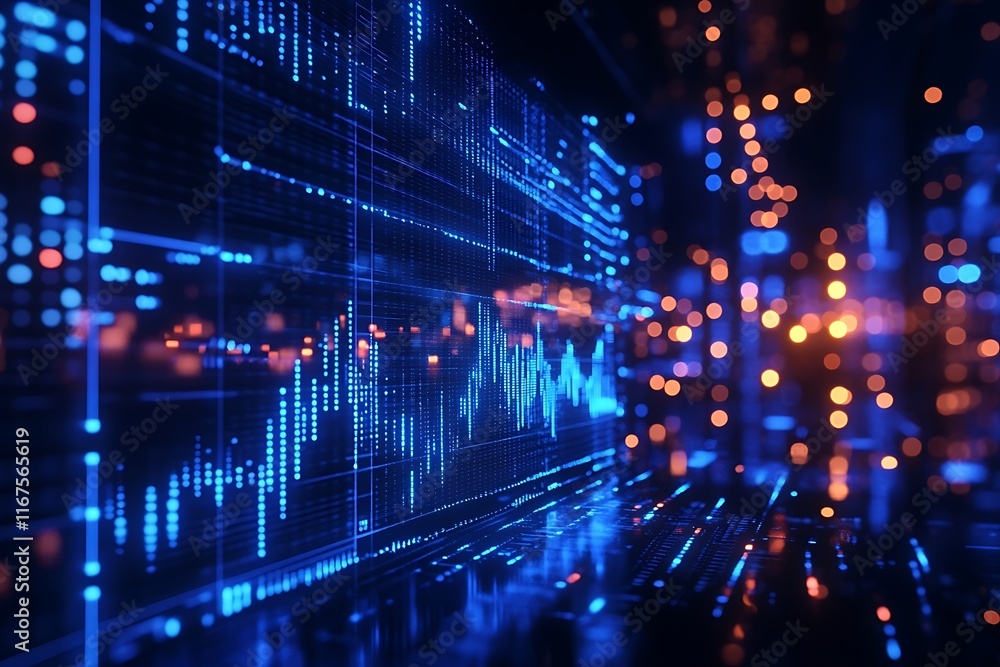 custom made wallpaper toronto digitalAbstract Glowing Lines and Dots Data Display