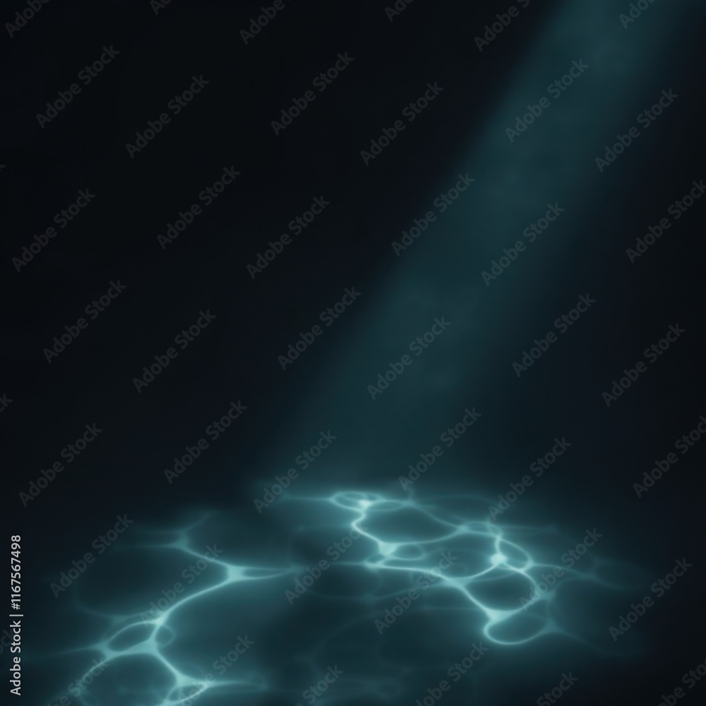 Dark Water Surface with Light Beam, Underwater Scene Dark Water Surface with Light Beam, Underwater Scene