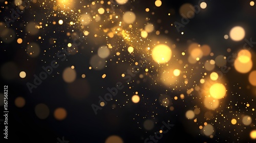 Radiant Gold Particles Swirling in Dramatic Atmospheric Motion on Dark Background