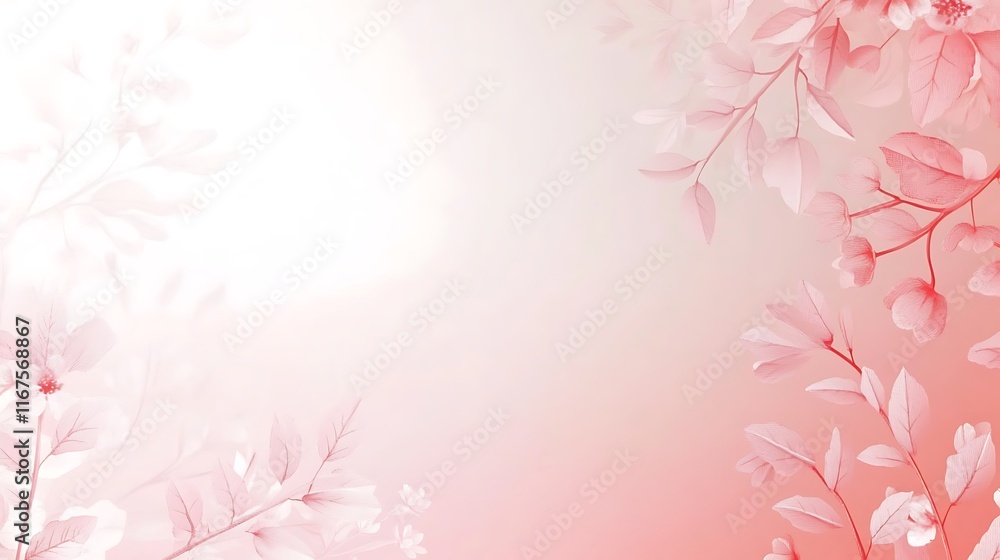 Delicate Pink Floral Branches and Leaves Design Delicate Pink Floral Branches and Leaves Design