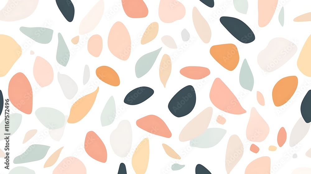 Seamless Pattern of Soft Geometric Shapes in Pastel Colors on Plain White Background for Creative Design Seamless Pattern of Soft Geometric Shapes in Pastel Colors on Plain White Background for Creative Design