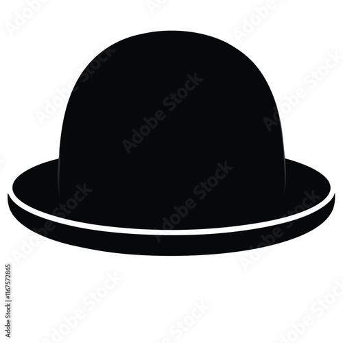 Black Bowler Hat Vector Illustration - Cartoon, Clipart & Line Art Design 1.eps