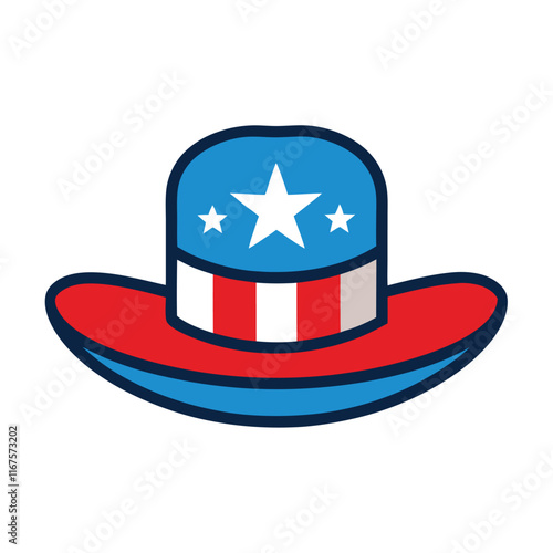 American Hat Vector Illustration - Cartoon, Clipart & Line Art Design 1.eps