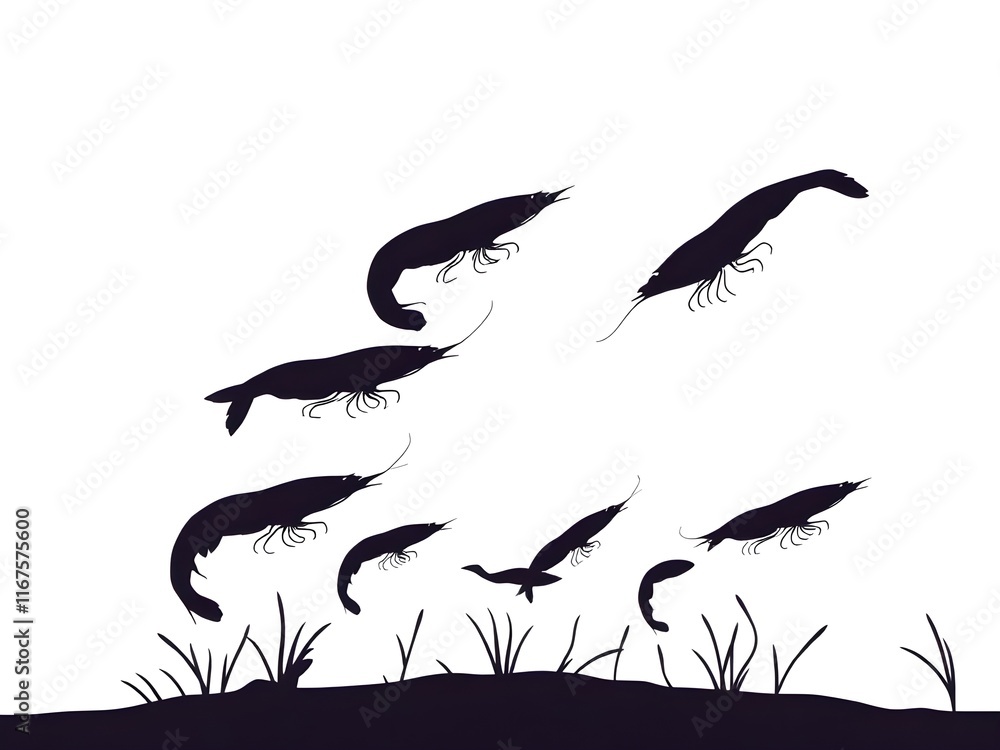 Naklejka premium Shrimps and Lobster 