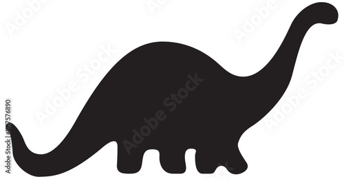 Cute dinosaur isolated on white background. Black and white dinosaur cartoon smiling.